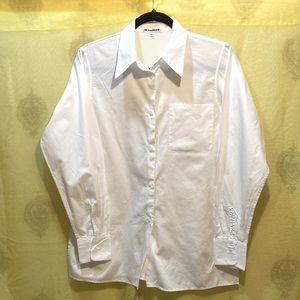 JIL SANDER WHITE BUTTON-DOWN COTTON LONG SLEEVE SHIRT SZ 34